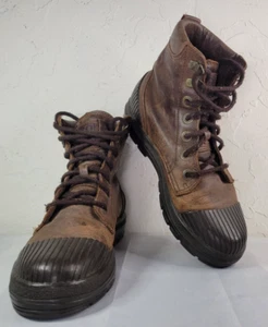 VTG Reebok Boks High Top Leather & Rubber Cap Toe Brown Boots Unisex W's Sz 5.5 - Picture 1 of 7