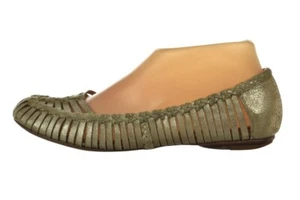 Sigerson Morrison Womens Shoes Size 6.5 Gold Metallic Loafers Leather Flat - Picture 1 of 6
