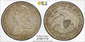 1836 Lettered Edge Capped Bust Half Dollar - PCGS Genuine Plugged - XF Detail - Picture 1 of 3
