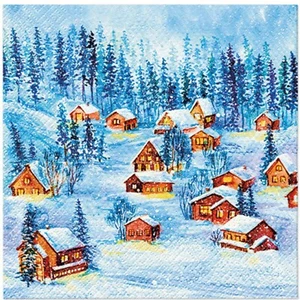 (2) Christmas Decoupage Paper Napkins Winter Nordic Village Snowy Night - Picture 1 of 8