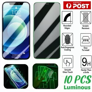 10PCS Luminous Tempered Glass Screen Protector For iPhone 14 13 12 11 Pro XS Max - Picture 1 of 24