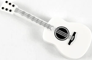 Genuine LEGO Minifigure, Utensil Part 25975pb02 WHITE GUITAR ACOUSTIC **NEW** - Picture 1 of 1