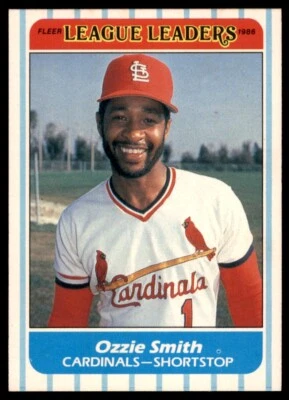 1986 FLEER LEAGUE LEADERS OZZIE SMITH ST. LOUIS CARDINALS #42 - Image 1 of 2