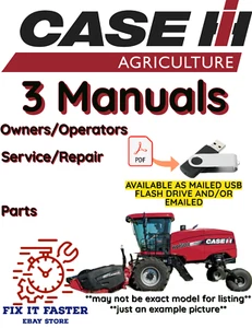CASE IH WDX1002S WINDROWER MANUAL OPERATOR SERVICE PARTS REPAIR OWNER PDF USB - Picture 1 of 4