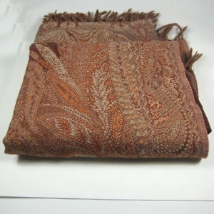 Shingora Womens Wool Blend Scarf Woven Shawl Wrap Brown 53 x 71 inch MOTH HOLES - Picture 1 of 9
