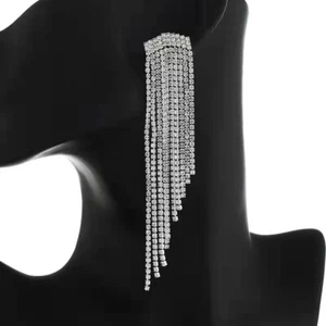 Fashion Women Prom Wedding Party Earrings Full Crystal Tassel Shining Bling 0459 - Picture 1 of 6
