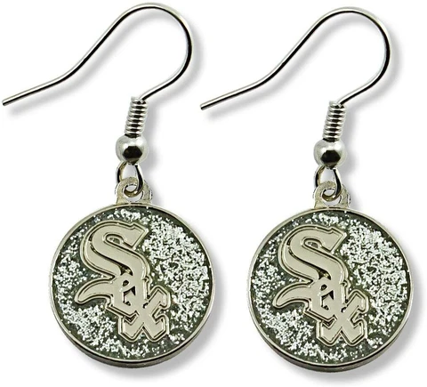 Chicago White Sox Earrings MLB Glitter Logo Dangle Fashion Earrings Cover