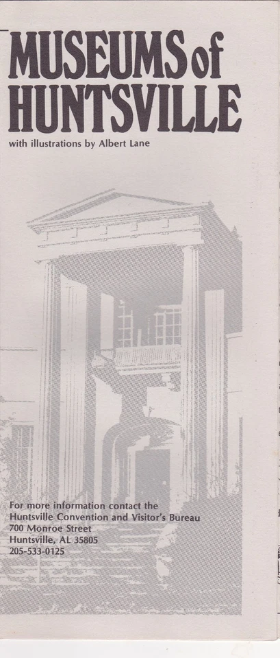 Folleto promocional Museums of Huntsville Alabama años 70 Foto 1 de 1