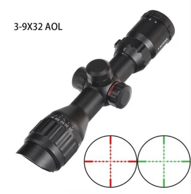 HOT 3-9x32 AOL Hunting Optics Riflescope Red Green Mil Dot Illuminated Reticle - Image 1 of 4