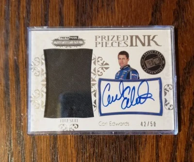 42/50 CARL EDWARDS AUTO 2012 Press Pass Showcase Prized Pieces INK FIRESUIT  - Image 1 of 2