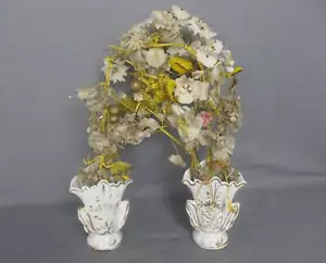 Antikes Paar Porzellan Fan Flair Vasen Blume Braut Strauß Vieux Paris - Bild 1 von 9