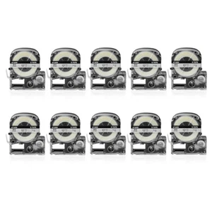 10PK Compatible with EPSON K-Sun 212BC 212BCPX 12mm Tape Black on Clear Label - Picture 1 of 8