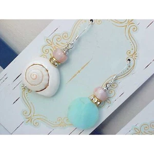 Beach Babe Earrings Blue & Pink Peruvian Opal Shell Bling Gift Women - Picture 1 of 2