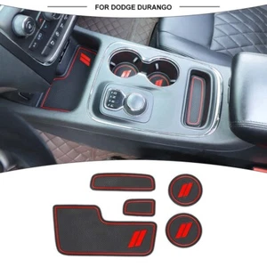 Red Anti-slip Gate Slot Mat Door Cup Pads Accessiories For Dodge Durango 2014-20 - Picture 1 of 14