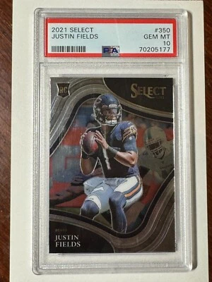 2021 Justin Fields Panini Select FIELD LEVEL Rookie RC #350 Rookie PSA 10 POP 60 - Image 1 of 2
