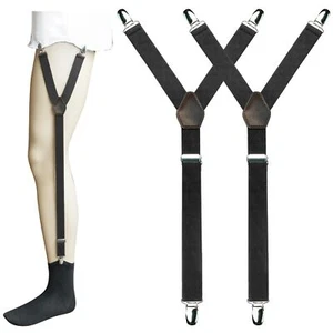 Mens Shirt Stays Military Adjustable Elastic Garter Straps Sock Non-slip Clamps - Picture 1 of 4