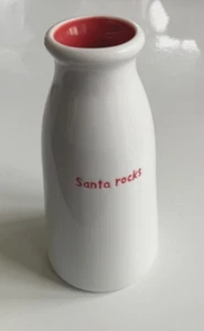 DEPT 56 Jarra SANTA ROCKS 5.5" Blanco Rojo Interior Cerámica Navidad Jarrón - Imagen 1 de 4