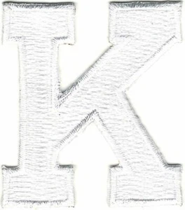 1 7/8" White Monogram Block letter K Embroidery Patch - Picture 1 of 1