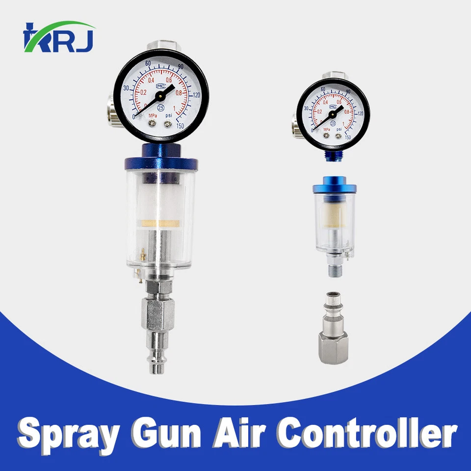 US 1/4" Spray Gun Air Regulator Gauge Air Pressure Regulator Paint Gun Filter - Image 1 of 4