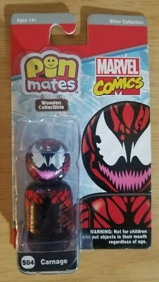 Marvel Comics Pin Mates #S04 CARNAGE Colección Plata Madera Coleccionable ¡NUEVO! Foto 1 de 2