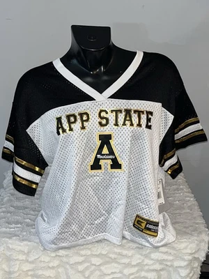 CAMISETA DE FÚTBOL RECORTADA DEL TESORO DE LOS APALACHES STATE MOUNTAINEERS PARA MUJER XL NUEVA CON ETIQUETAS Foto 1 de 2