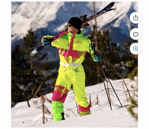 Shinesty OOSC Men’s Small Retro Ski Suit Neon The Cat Track Fever - Picture 1 of 5