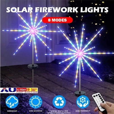 Solar LED Firework String Lights Christmas Outdoor Hanging Starburst Fairy Lamp - image 1 of 4