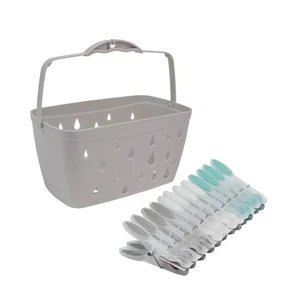 JVL Kunststoff Heringkorb, grau mit 48 Soft Grip Kunststoff Heringen, Aqua - Bild 1 von 17