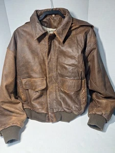 De Colección Global Leather Fashions G-111, Chaqueta Bomber de Cuero, Marrón Talla Grande, Cremallera - Imagen 1 de 9