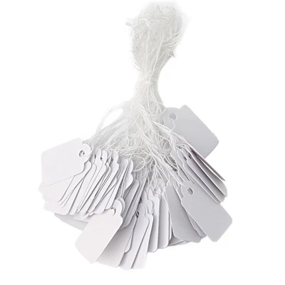 500 White Jade Blank Label Listing Hanging Price Labels 26X15mm Top - Image 1 of 4