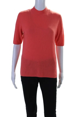 H By Halston Womens Short Sleeves Turtleneck Sweater Coral Pink Wool Size Medium - Image 1 of 4