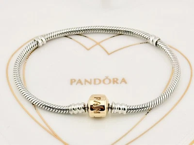 New Genuine Authentic Pandora Moments Bracelet & Solid 14K Gold Clasp 590702HG - Image 1 of 4
