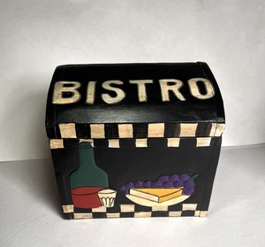 Vintage Bistro Küche Deko Weinflasche Käse Obst Holz Aufbewahrung Rezeptbox - Bild 1 von 15