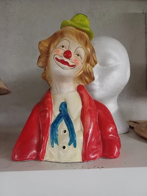 Vintage Ceramic Clown Head Money Box Circus Handpainted Figurine Piggybank  - Image 1 of 4