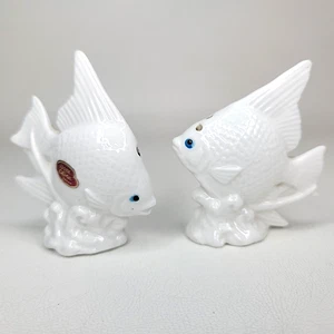 Japan Bone China Engel-Fisch weiße & blaue Augen Vintage Salz & Pfefferstreuer Set - Bild 1 von 9