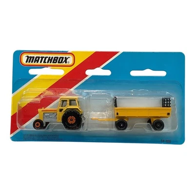 Matchbox Tractor  & Hay Trailer TP-108 Yellow Superfast No. 46 1976 pkg. 1984 - Image 1 of 4