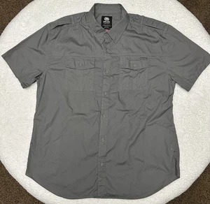 Camisa Ecko Unltd Gris 2XL Manga Corta Abotonada Metal Logo Emblema Bolsillo - Imagen 1 de 13