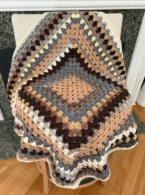 Manta Cuadrada Crochet Granny Afghan Throw Adulto Multicolor Marrón Gruesa 34"x34" Foto 1 de 4