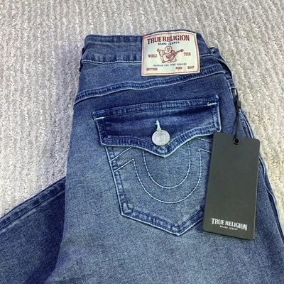 True Religion Billie Mid Rise Straight Leg Flap Pocket Jeans Size 28 NWT - Image 1 of 4