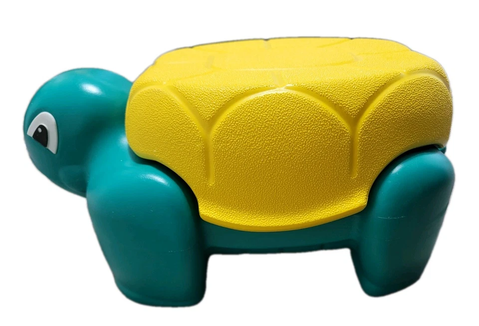 Taburete/almacenamiento habitación niños baño cocina Rubbermaid verde/amarillo tortuga de colección Foto 1 de 4