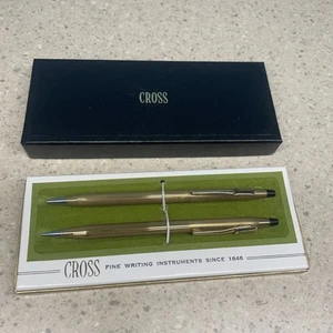 RARE Vintage Cross 4501 10kt Gold Filled Pen & Pencil Set Whirlpool Advertising - Picture 1 of 9