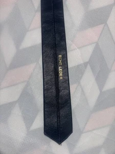 Vintage black leather tie made of 100% leather, unisex - Picture 1 of 8