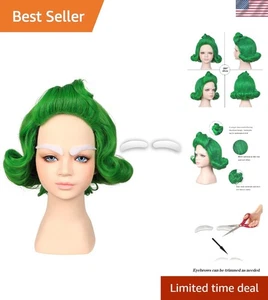 Lightweight Bright Green Heat Resistant Wig - Trendy Addition for Any Costume - Picture 1 of 6