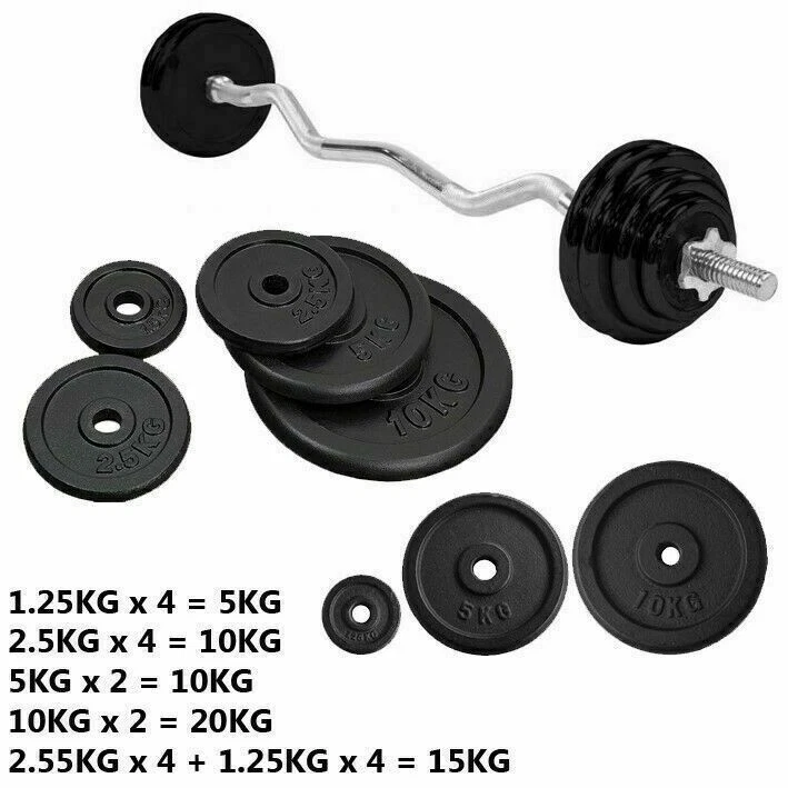 Iron Gym Weight Plates Set 5KG 10KG 20KG 1" barbell 6ft Dumbbell Training Gym - Image 1 of 1