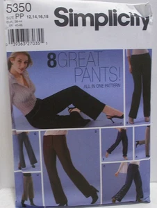 8 Pant Patterns - Simplicity Misses' Pants Pattern 5350 Size 12 14 16 18 UNCUT - Picture 1 of 5