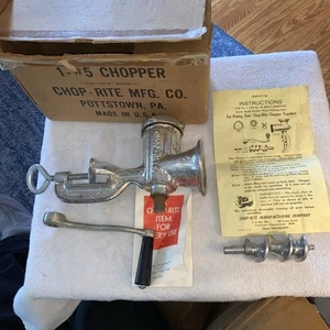 Chop-Rite #5 Meat Chopper Sausage Grinder Vintage USA Made Cast Iron Clamp Down - Afbeelding 1 van 8