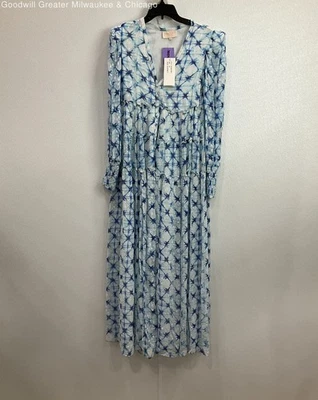 NWT Rococo Sand Women's Light Blue Tie Dye Puffy Button V Cut Maxi Dress Size XS - Image 1 of 4