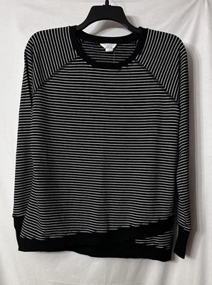 NUEVO CON ETIQUETAS Danskin Mujer Manga Larga Pullover Negro Blanco Top Blusa Camisa Talla Grande Foto 1 de 4