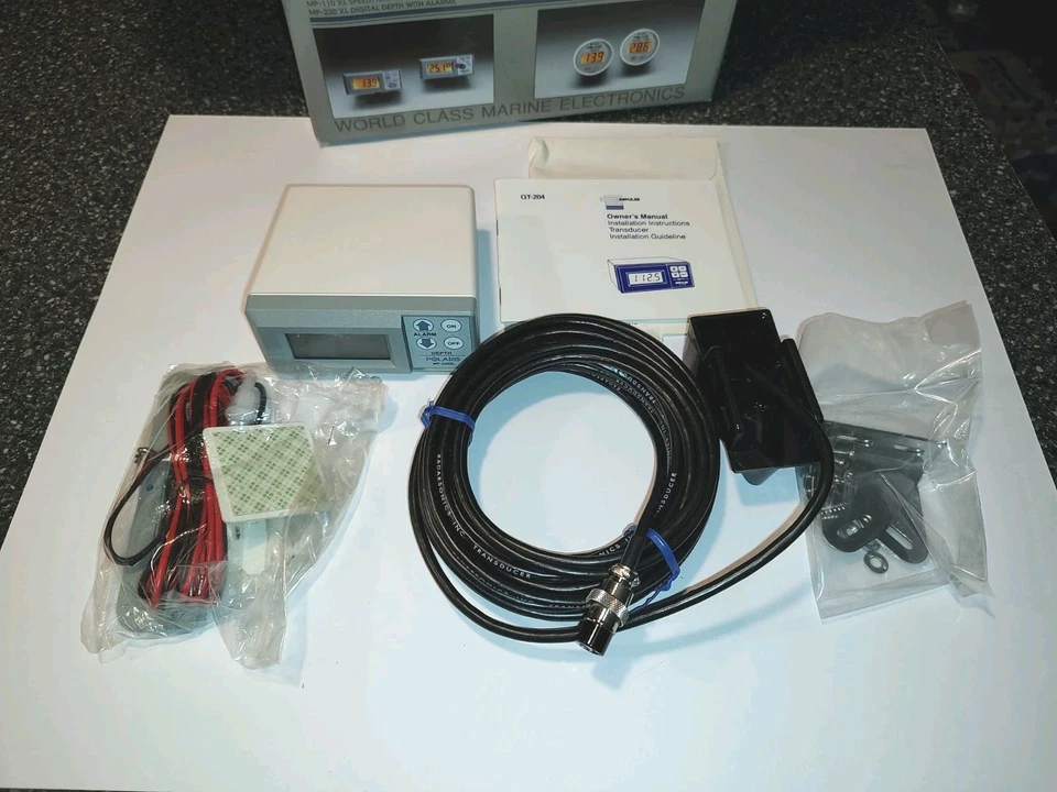 Polaris MP220XL Digital Depth Sounder + Speed + Temps Transducer & Mount NOS - Image 1 of 4