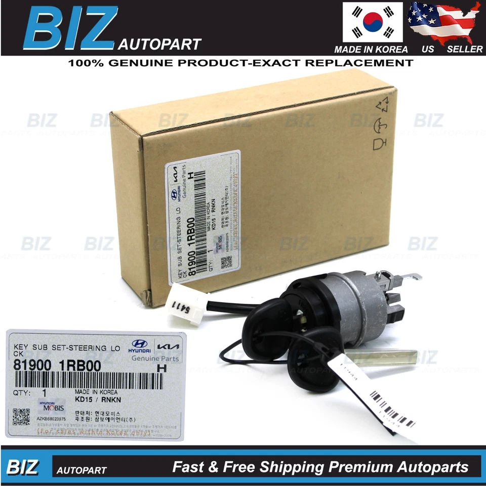 Genuine Ignition Lock Cylinder & Keys for 2012-2017 Hyundai Accent 81900-1RB00 Foto 1 de 4